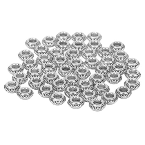 (Silver) 50 Stk Dreadlock Perlen Zink Legierung Silber