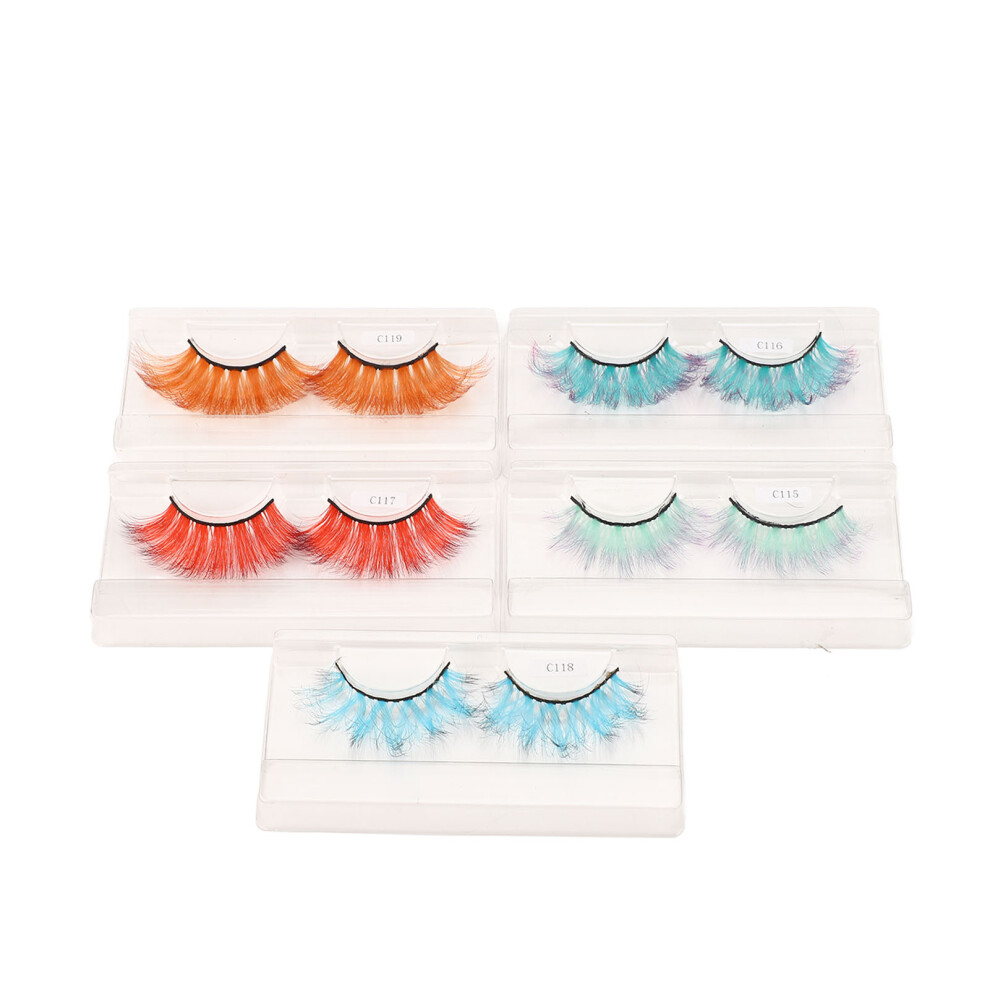 5 Pairs Color False Eyelashes Faux Mink Curl Gradient Stage