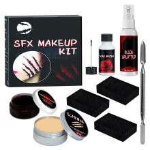 Halloween-SFX-Makeup-Kit: Zombie/Vampire-Wax & Fake Blood Gel