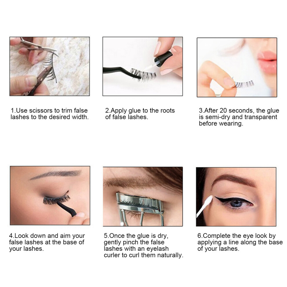 10 Pairs Long Dense Reusable Self-Adhesive False Eyelashes Daily Party