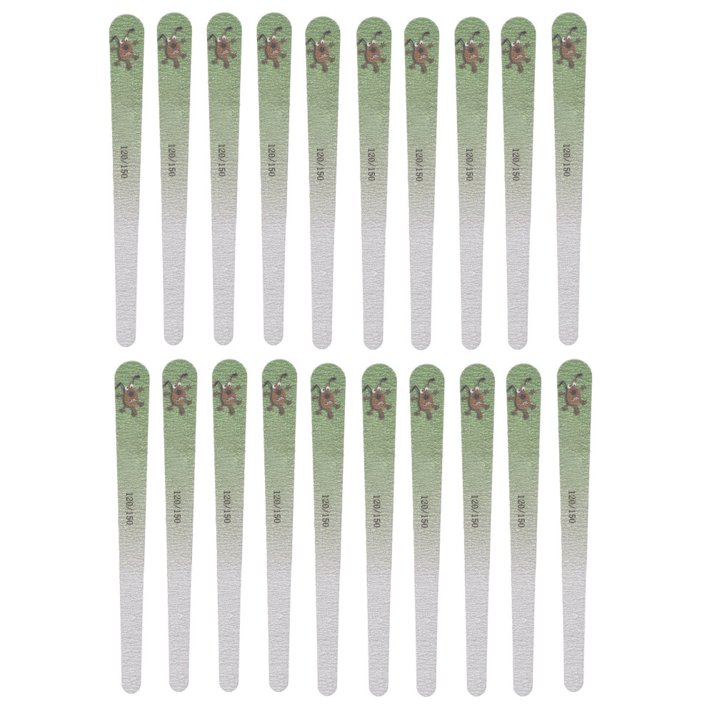 20pcs Washable Double Sided Nail File 120/150 Grit Green