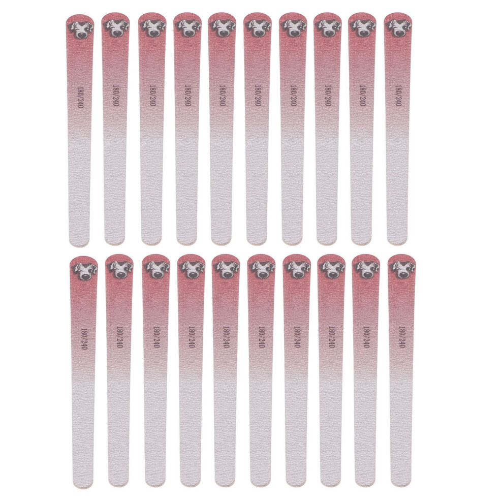 20pcs Double Sided Nail Files 180/240 Grit Washable Pink