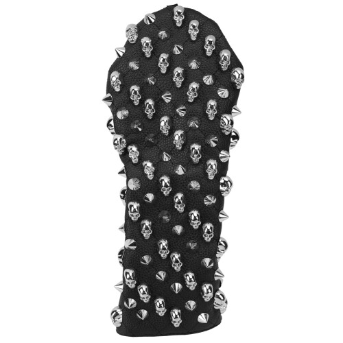 (M) PU Waterproof Golf Putter Cover Skull Rivet Silver S 1