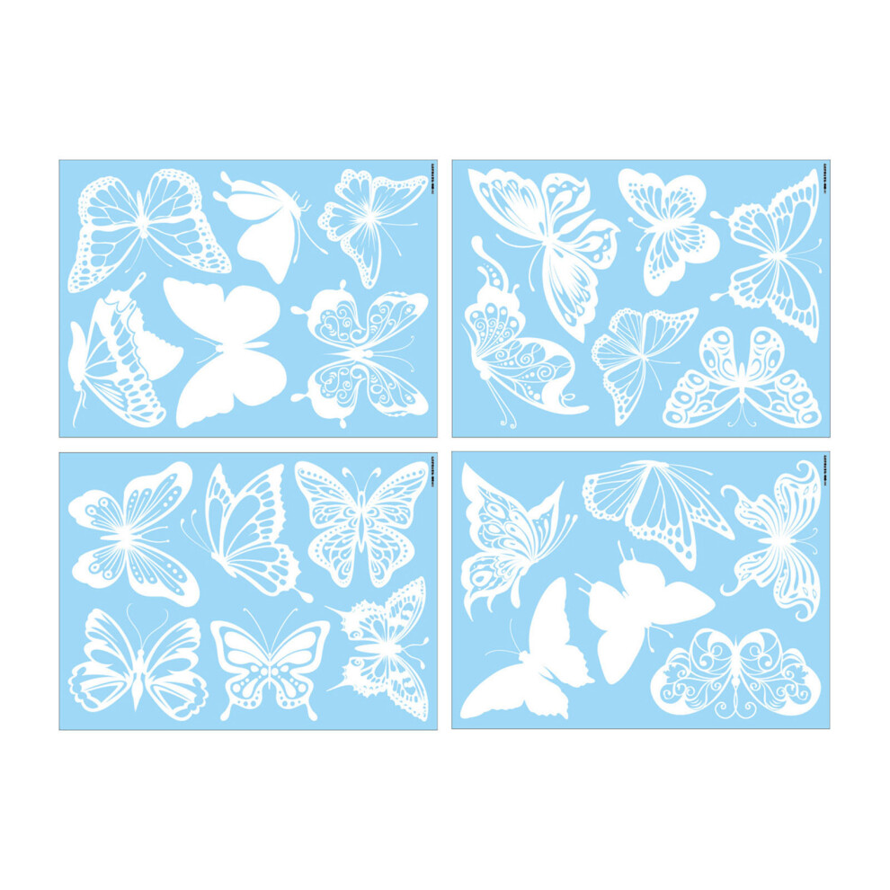 4 Sheets Butterfly Bird Strike Prevent Window Decals Removable Pvc 8791357197674