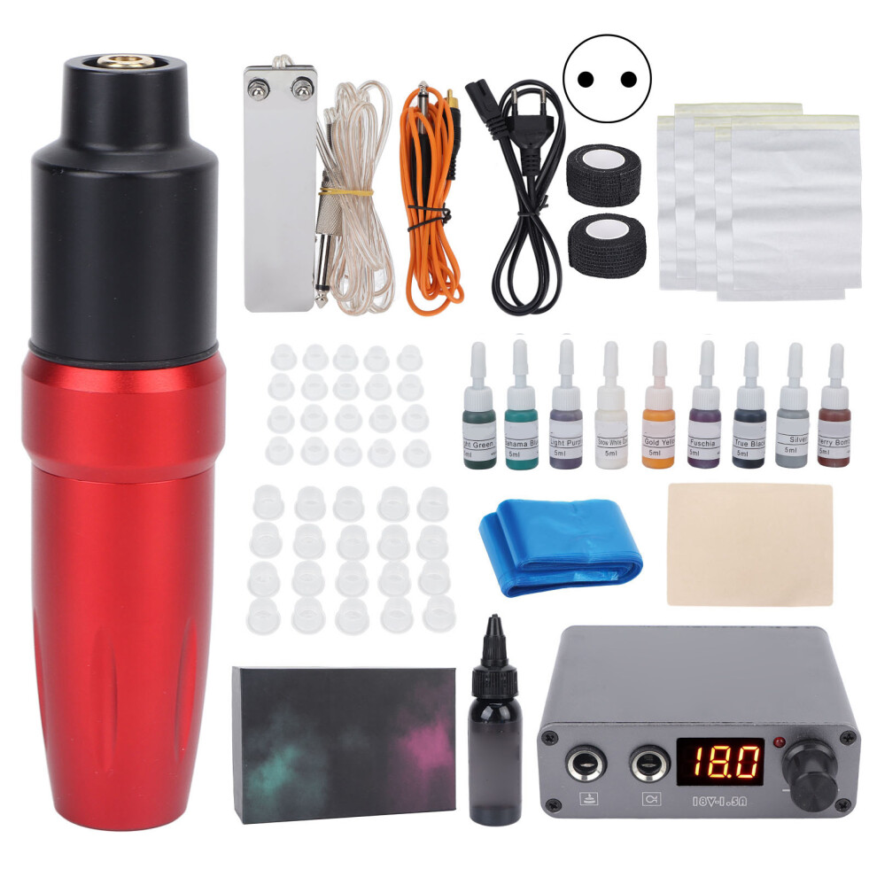 (EU Plug) Rotary Tattoo Pen Power Supply Foot Pedal Set