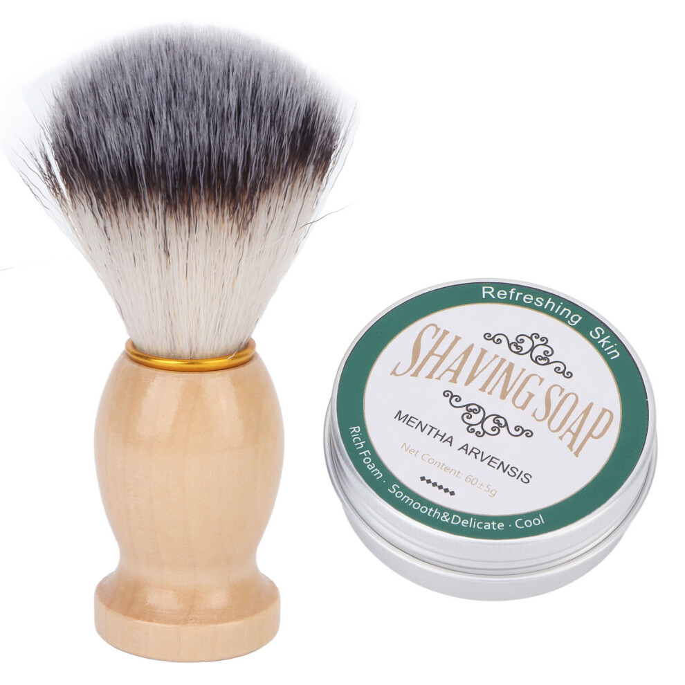 2 Pcs 60g Mint Shaving Soap Beard Set with Brush