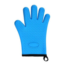 (Blue) Perfect Silicone BBQ Gloves for the Kitchen - Super Heat Resistant BBQ Gloves - | Waterproof and Heat Insulating Gloves