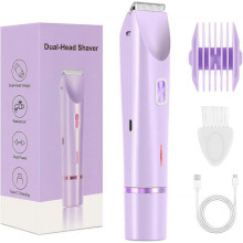 (0236L Violet) Bikini Trimmer for Women, Electric Razors for Women, 2 in 1 Pubic Hair Trimmer IPX7 Waterproof Wet & Dry Use, Personal Trimmer
