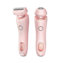 (0221D Pink) Bikini Trimmer for Women, Electric Razors for Women, 2 in 1 Pubic Hair Trimmer IPX7 Waterproof Wet & Dry Use, Personal Trimmer