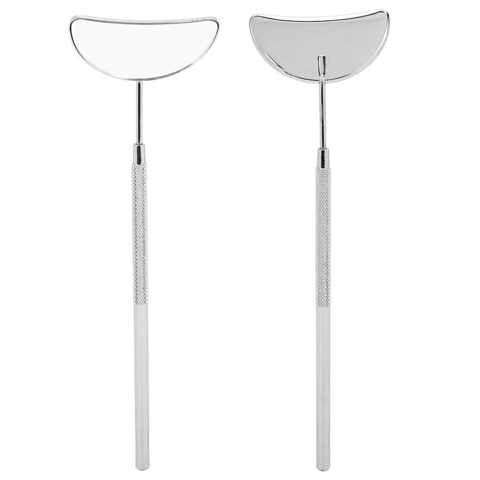 Stainless Steel Eyelash Extension Mirror Moon Design Silver Detachable Handle