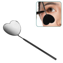 Schwarzer Wimpernverlängerungs-Spiegel in Herzform, tragbar, aus Edelstahl, Make-up-Kit
