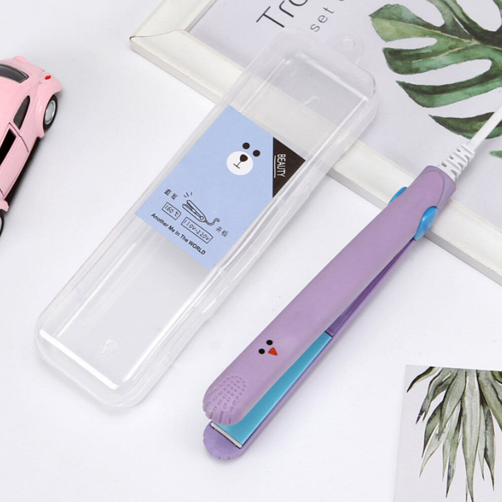(Purple Blue) Mini Hair Straightener 220V Ceramic Flat Iron for Students