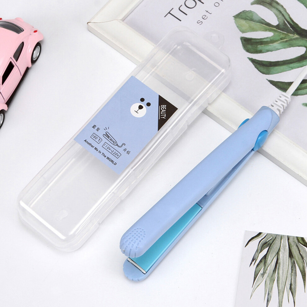 (Blue) Mini Hair Straightener 220V Ceramic Flat Iron for Students