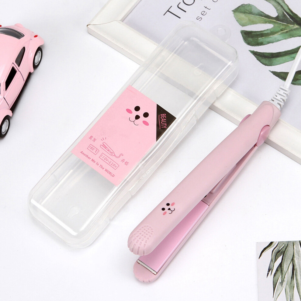 (Light Pink) Mini Hair Straightener 220V Ceramic Flat Iron for Students