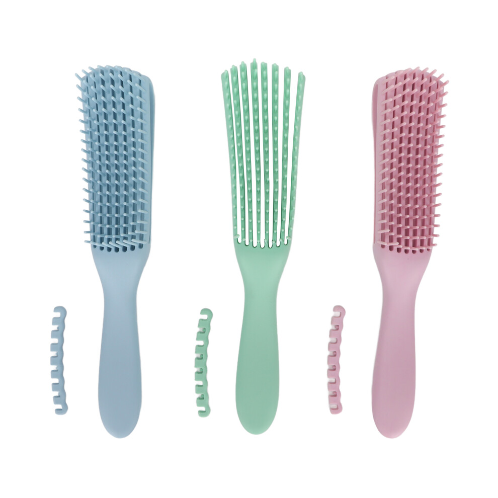 3pcs Detangling Brush with Rubber Handle for Long Thick Hair