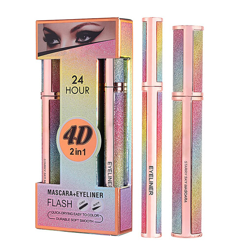 4D Seidenwimperntusche & Eyeliner Set Smudge Proof Curling
