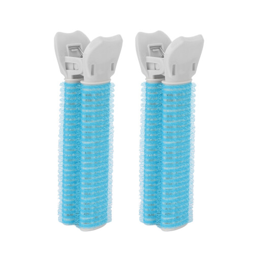 (Blue) 2pcs Rose Red Hair Volume Roller Curler Clip Styling Tool 1