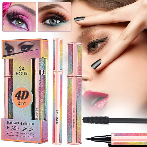 4D Seidenwimperntusche & Eyeliner Set Smudge Proof Curling 1