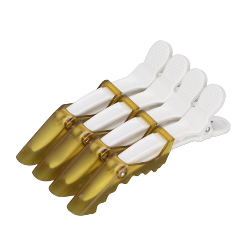 (White+Yellow) 4x Kappershaarklemmen (wit/geel) 1