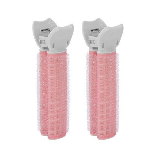 (Pink) 2pcs Rose Red Hair Volume Roller Curler Clip Styling Tool 1