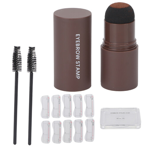 (Natural Brown) Eyebrow Stamp Shaping Kit with Brushes Brown