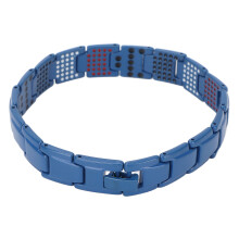 (Blue) Magnetarmband Titanium, schlank machend, Silber, Unisex