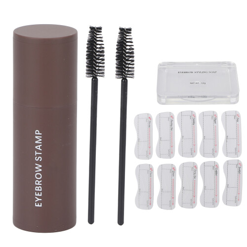 (Light Brown) Eyebrow Stamp Shaping Kit with Brushes Brown 2