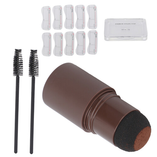(Natural Brown) Eyebrow Stamp Shaping Kit with Brushes Brown 1