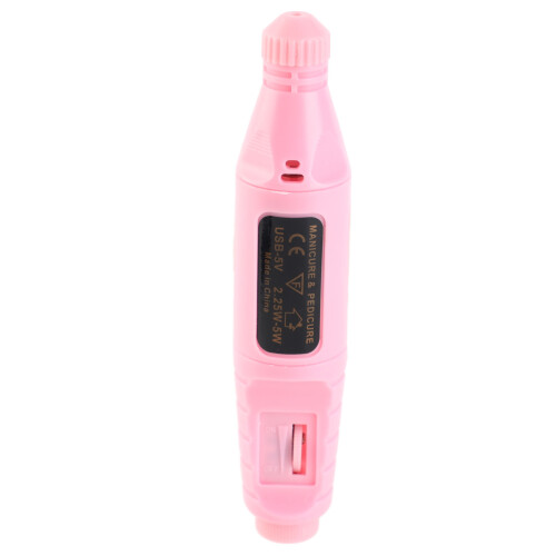 (Pink) USB Electric Nail Drill with 6 Rose Heads 1