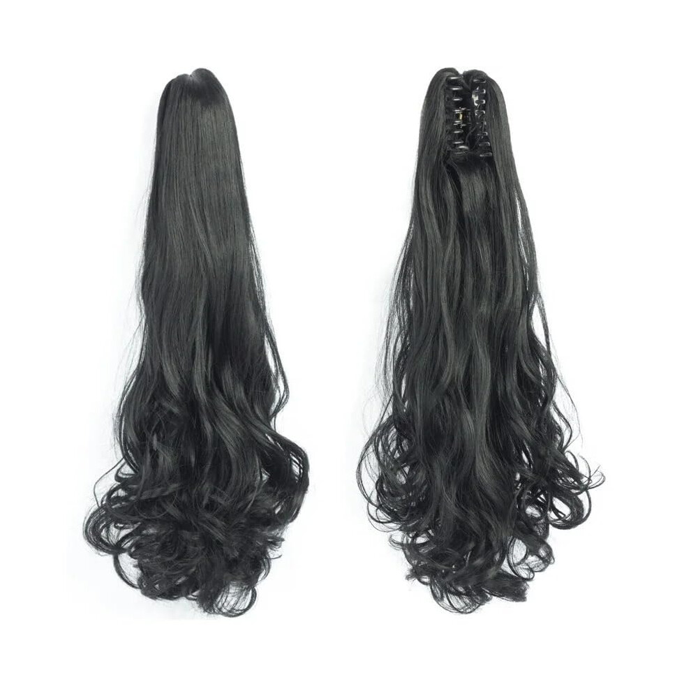 Unisex Ponytail Extension Claw Clip-On Wavy 22 Inch Synthetic Clip-In Ponytail Hairpiece Sh88-1B
