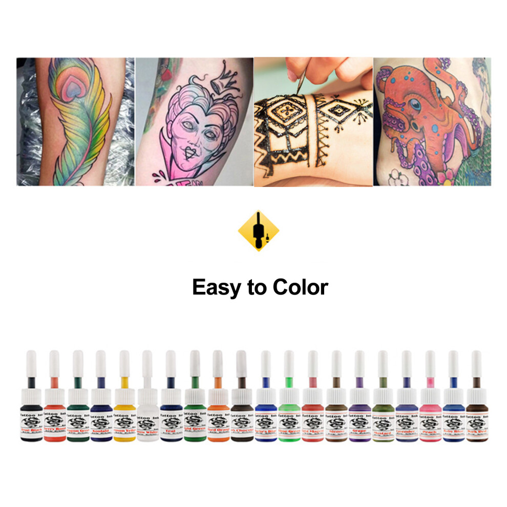 Tattoo Kit Rotary Machine Pen Needles Inks Power Supply Foot Pedal