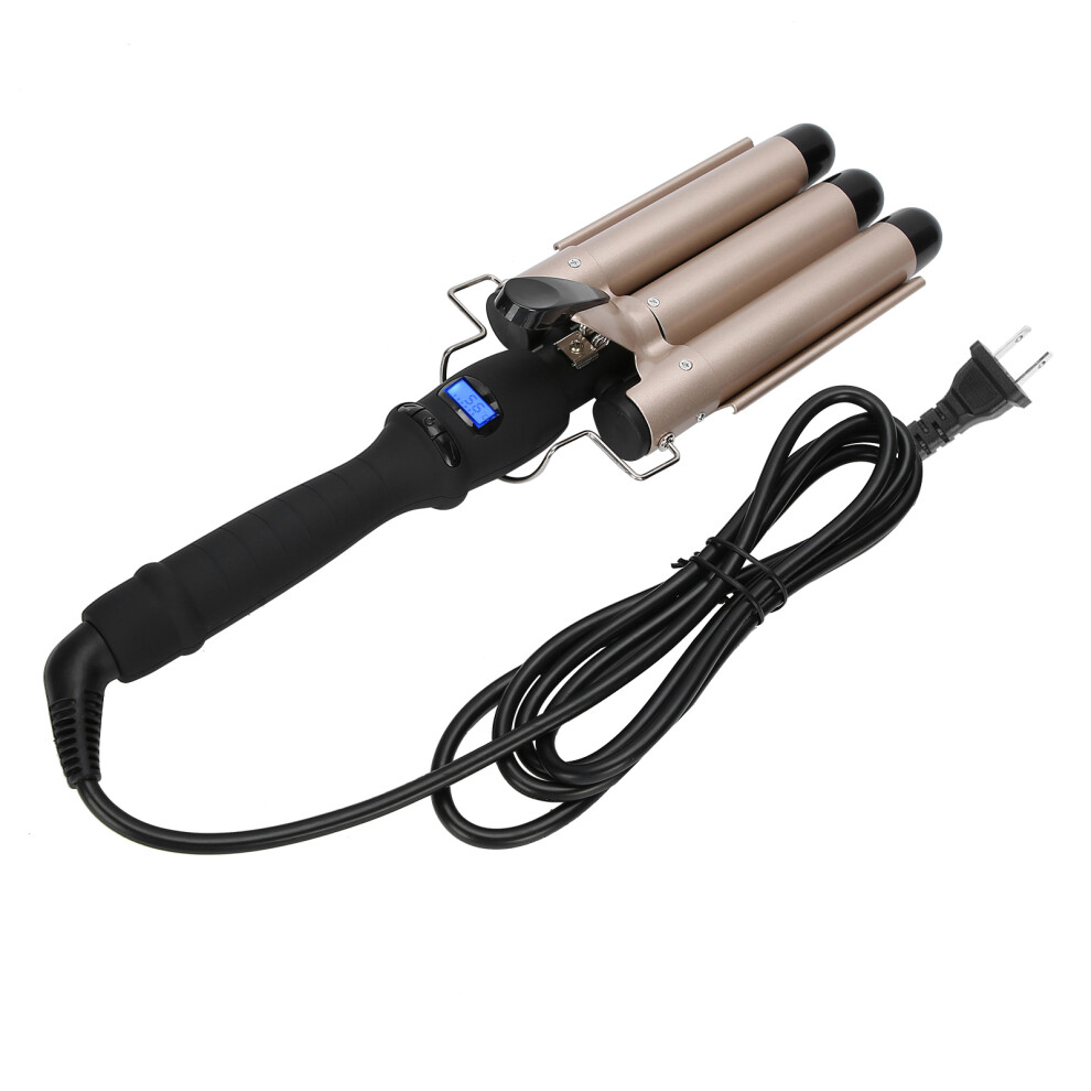 Gold (Us P Lug 32Mm) 3 Barrel Curling Iron Wand 32Mm 110-240V Eu Plug