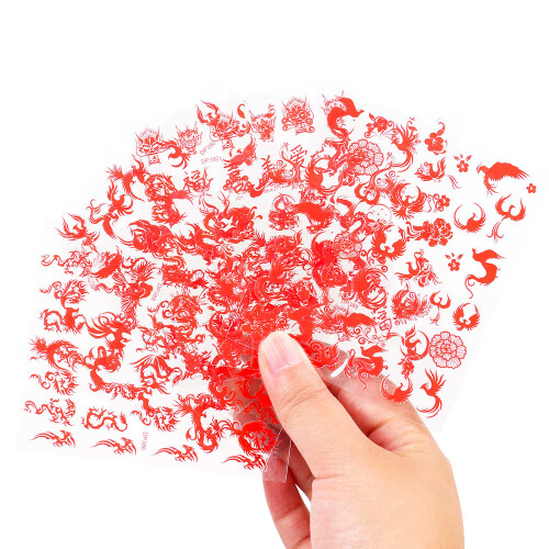 6Pcs Dragon Phoenix Nail Stickers 1