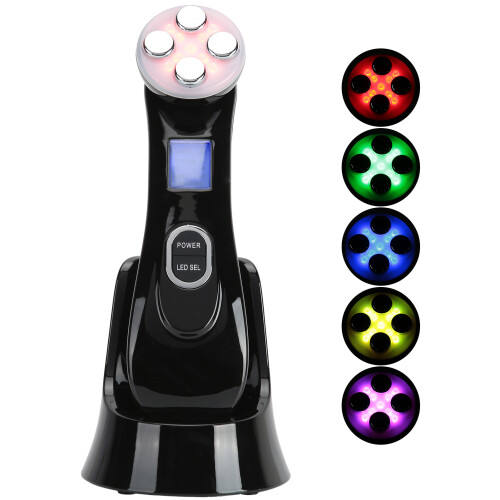 (Black) Trattamento Viso Luce LED EMS 6 Colori Nero 2