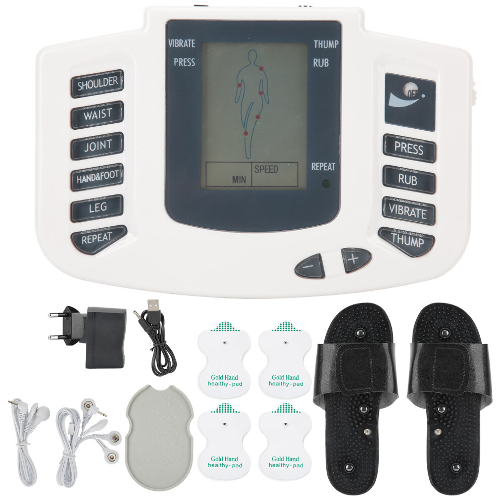 (EU Plug) Electronic Muscle Stimulator Pulse Massager 2 Pads
