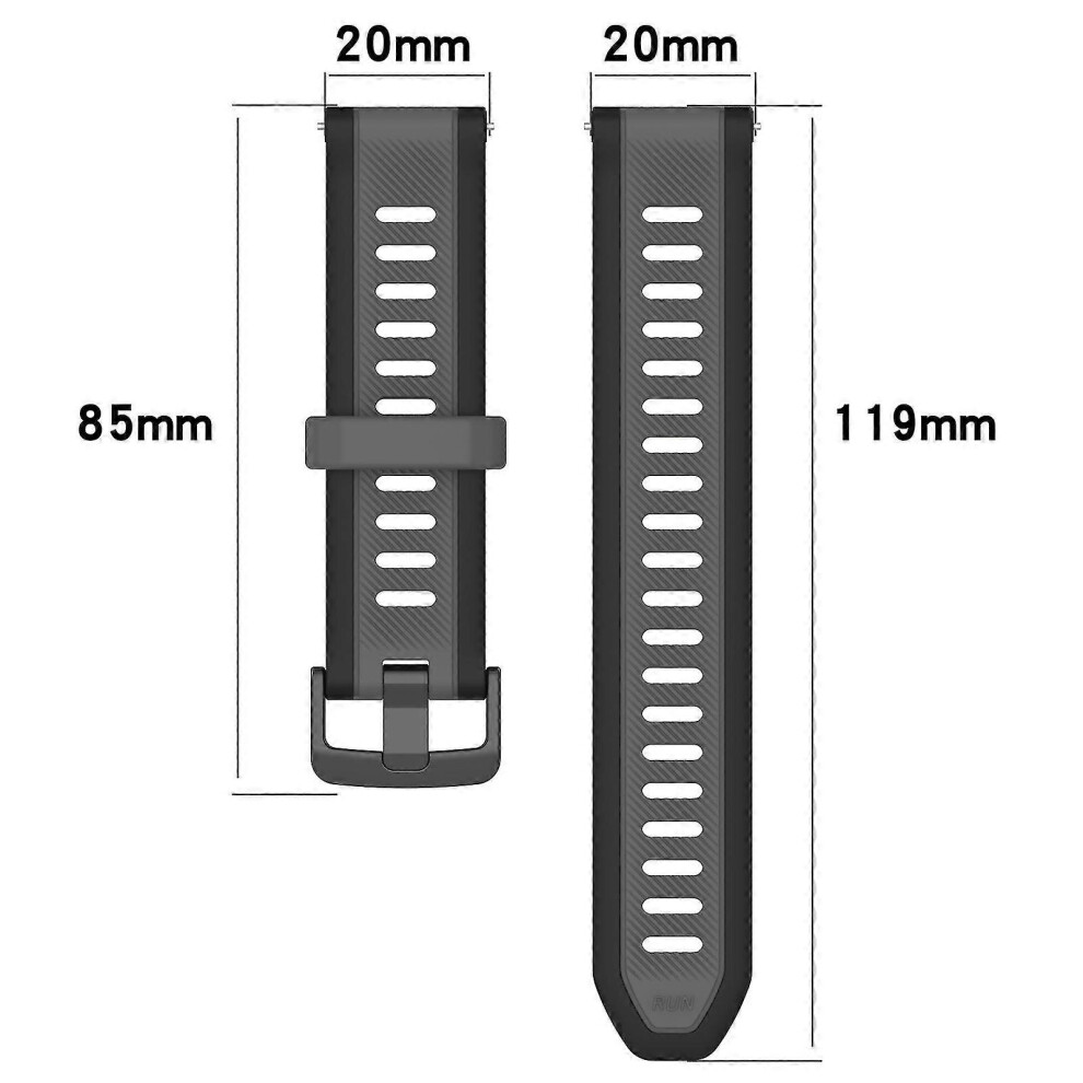 Kikidex (As Show, Grey Black) 20Mm Silicone Strap For Garmin Bounce Black,Grey