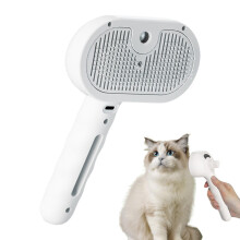 Defur Comb For Dogs - USB Charging Steam Brush, 35 ML Water Tank, White, Depilatory And Massage Grooming