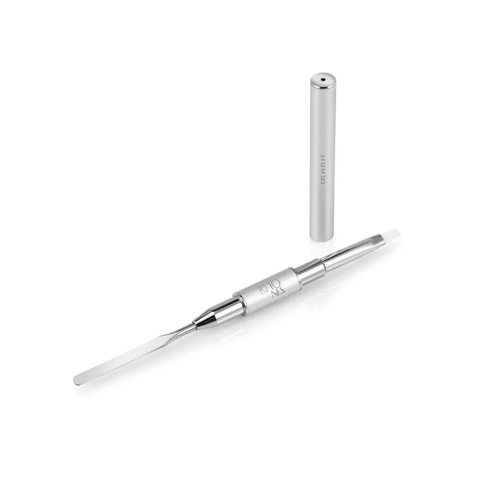 Tones Twin Head Nail Art Gel Brush - Kolinsky Sable Hair - Ultra Precise Nail Sculpting & 3D Art (#4 Flat & Spatula)