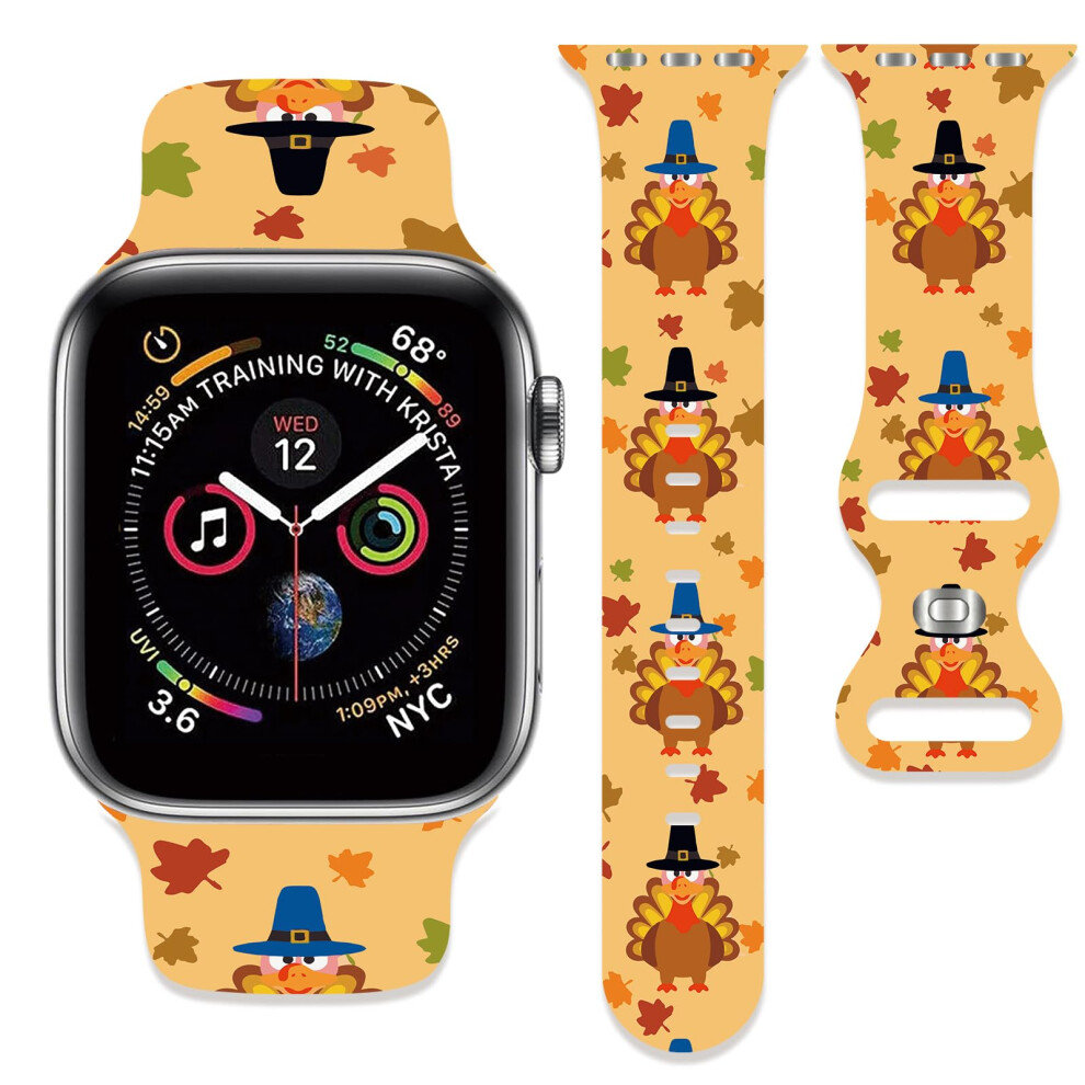 Thanksgiving Turkey Strap Compatible With Apple Watch Band 38Mm 40Mm 41Mm 42Mm 44Mm 45Mm 46Mm 49Mm Men Women Soft Silicone Sport Wristbands For Iwatc 5786179292297
