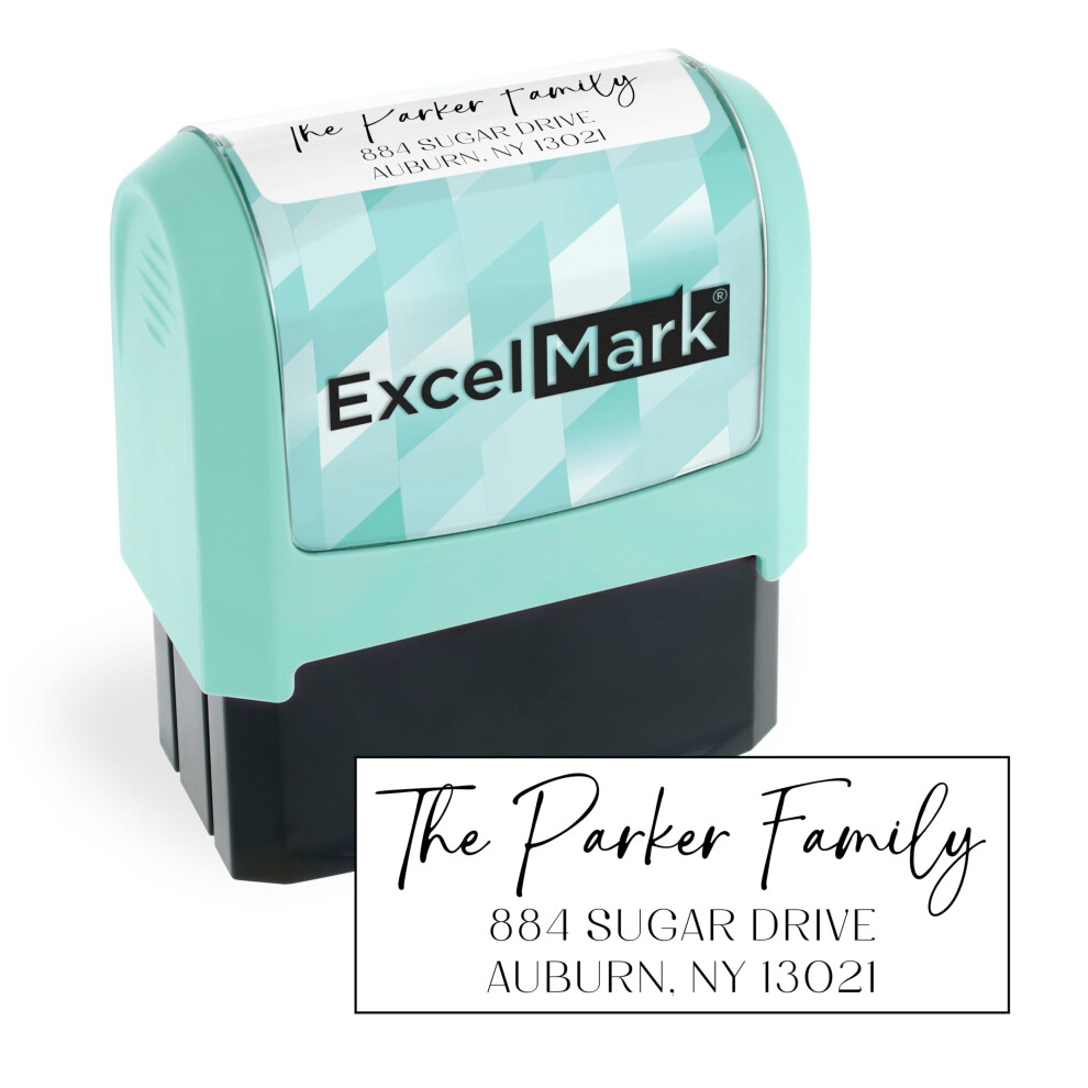 ExcelMark Address Stamp - Custom Return Address Stamp with Elegant Designs Vibrant Colors & Patterns - Perfect for Mail Invitations & Gifts (Seafoa-image-OPC-PMMHQYY-NEW