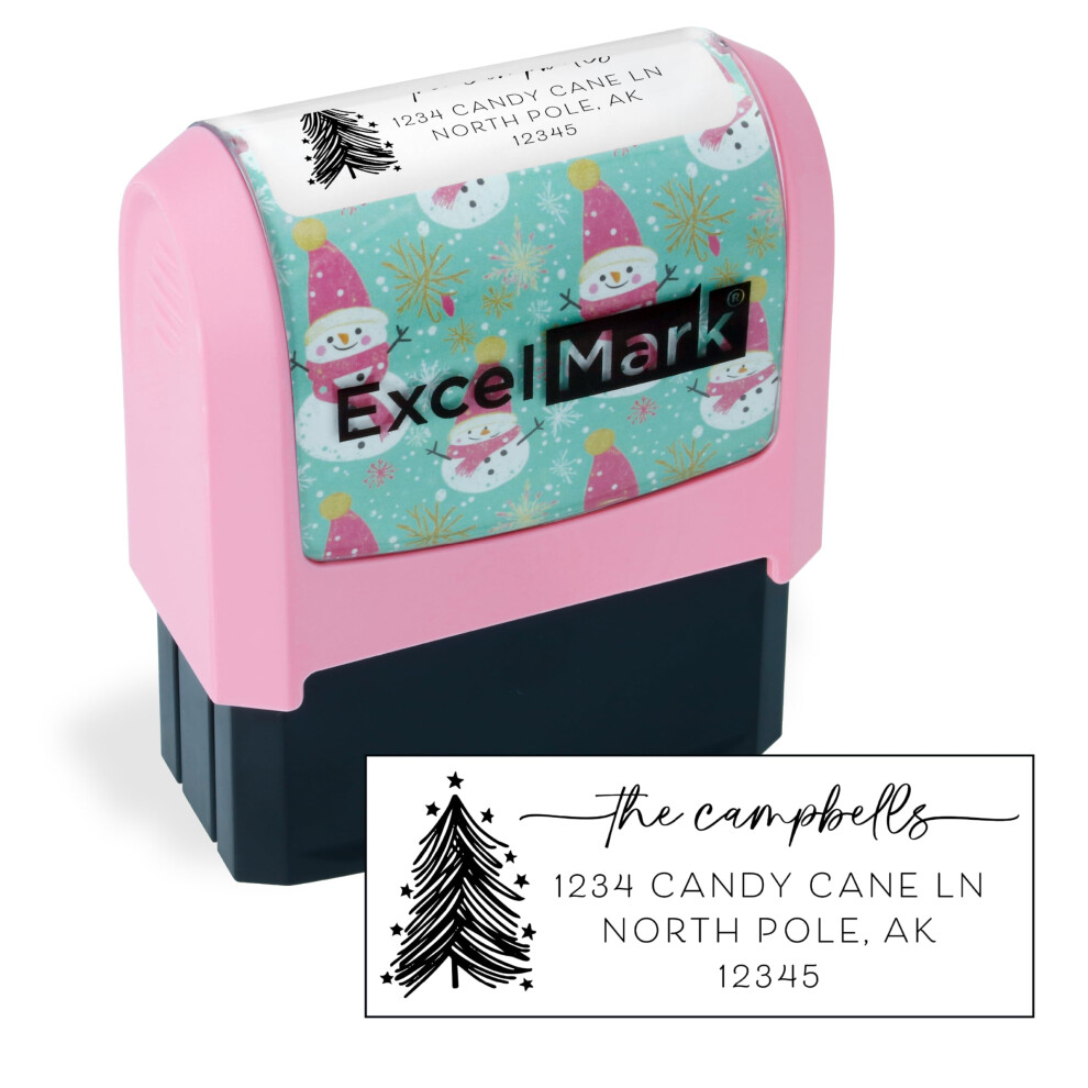 ExcelMark Address Stamp - Custom Return Address Stamp with Elegant Designs Vibrant Colors & Patterns - Perfect for Mail Invitations & Gifts (Holida-image-OPC-PMMHQZB-NEW