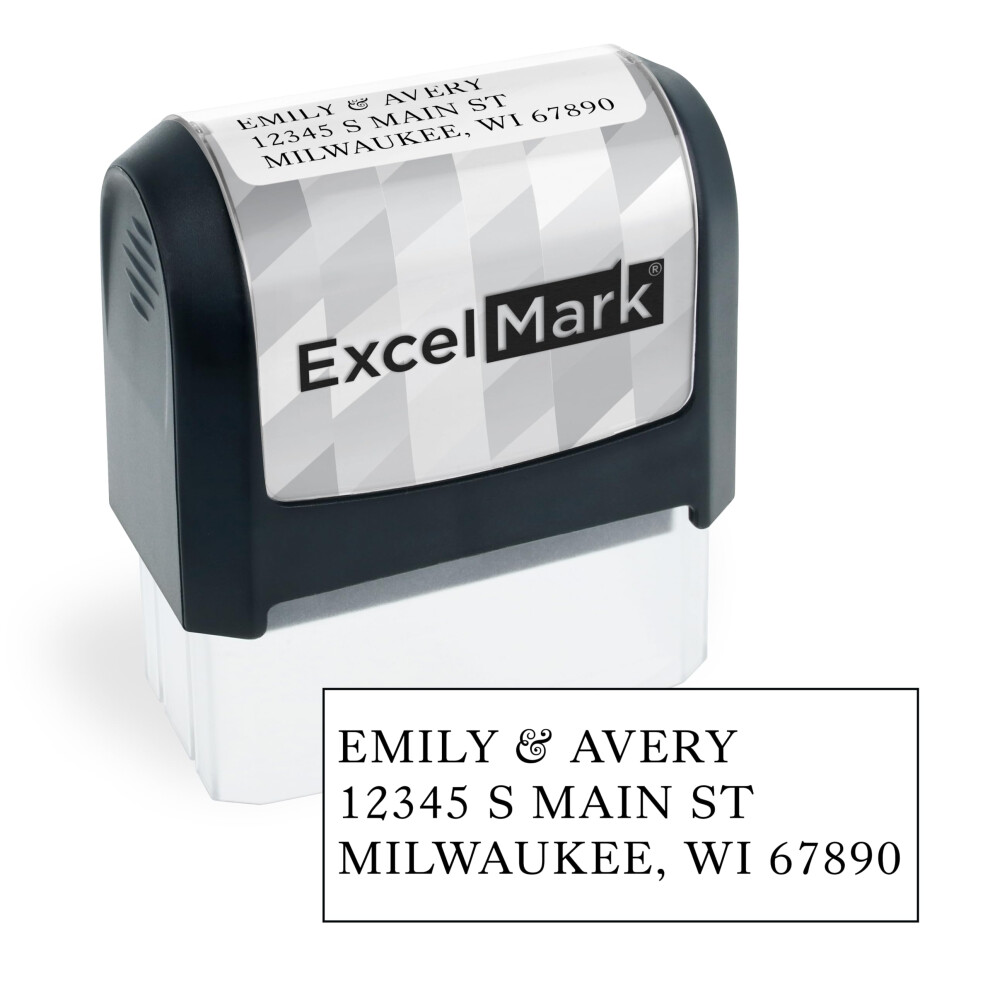 ExcelMark Address Stamp - Custom Return Address Stamp with Elegant Designs Vibrant Colors & Patterns - Perfect for Mail Invitations & Gifts (Black-image-OPC-PMMHR6N-NEW