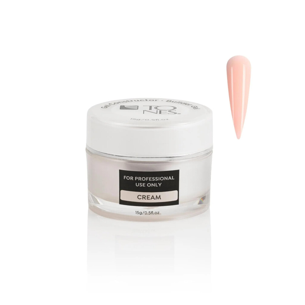 Tones Cream Builder Gel | Strengthening - Extension - Sculpting Gel For Nail Art & Apex Building | Clear Formula - Smooth Finish (Cream) | (15G / 0.5 Fl.oz)