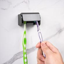 Porte-brosse dents mural avec couvercle pour salle de bain, 2 emplacements, organisateur de rangement pour brosse dents, support de suspensio