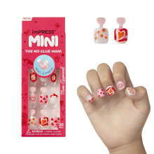 KISS IMPRESS No Glue Mani Painettavat kynnet Design ""Playground"" Medium Red Kids Size Squoval Muoto Sislt 20 Kynnet Valmistelutyynyn ohjearkki 1 M