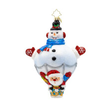 Christopher Radko Hand-Crafted European Glass Christmas Tree Decorative Ornament Up Up and Snowy