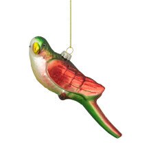 6.5"""" Yellow and Red Parrot Glass Christmas Ornament