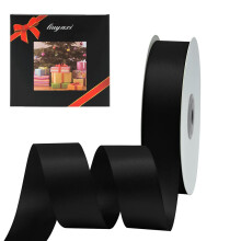Effen kleur dubbelzijdig zwart satijnen lint 1"""" X 25 yards linten perfect voor ambachten bruiloft decor strik maken naaien cadeaupakket inpakken en
