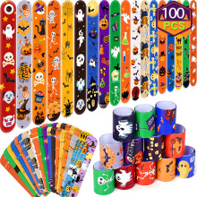 Bracelets Slap Halloween pour Enfants, 100 Bracelets Jouets Halloween en Gros, Favors de Fête