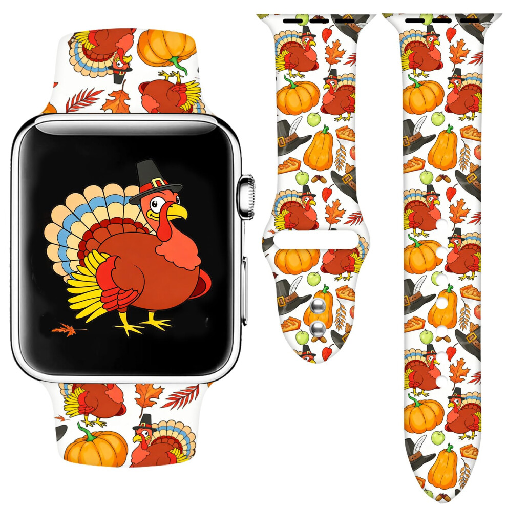 Thanksgiving Turkey Watch Band Compatible With Apple Watch Band 44Mm 45Mm 46Mm 49Mm Soft Silicone Waterproof Strap For Iwatch Bands Series 10 9 Ultr 8069925181661